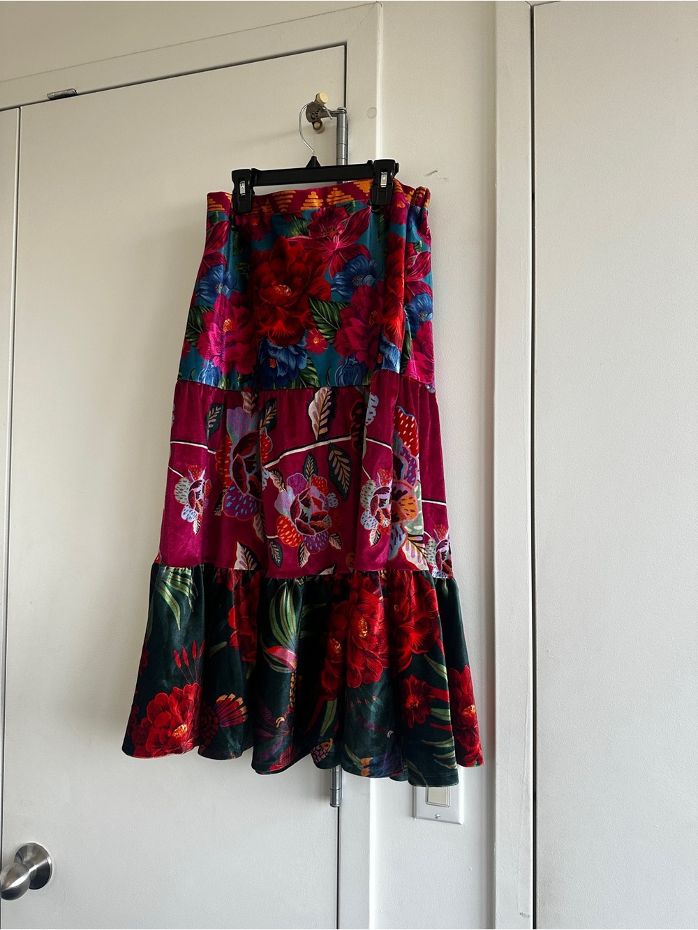 Farm Rio x Anthropologie Velour Multi-color Skirt